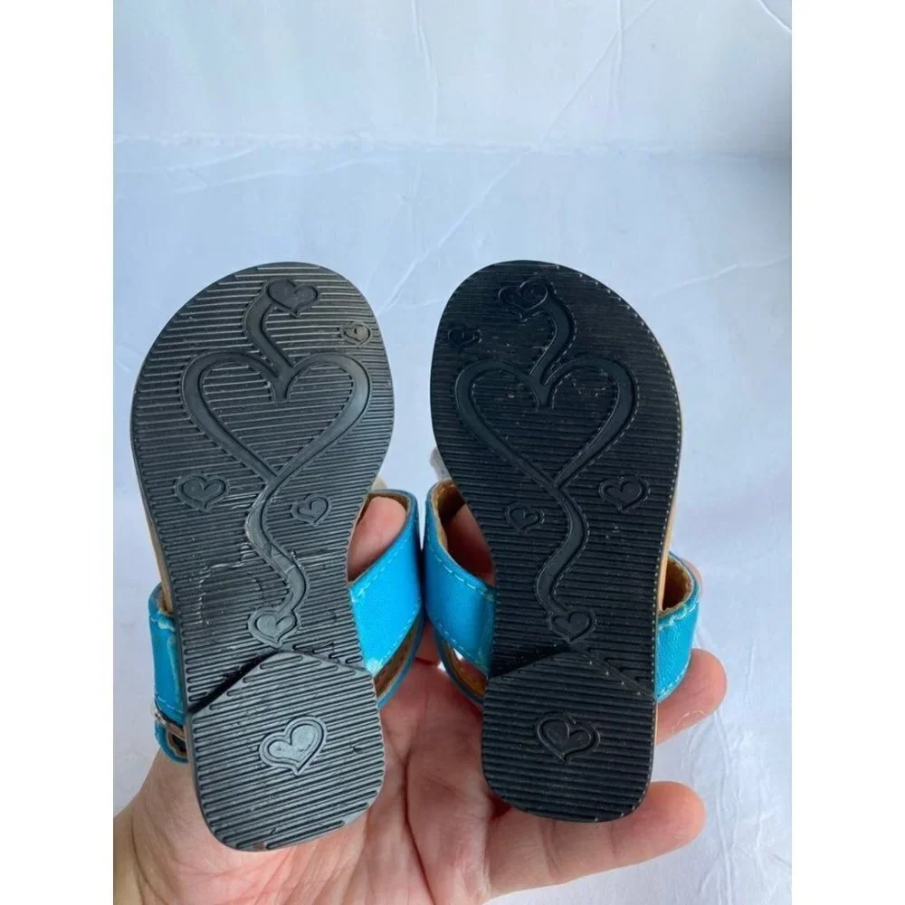Muñequita Blue Leather Baby Sandals 4